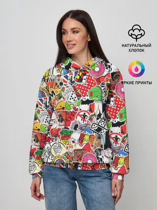 Женское худи / Sticker Bombing