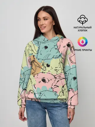 Женское худи / Акварельные Зайки