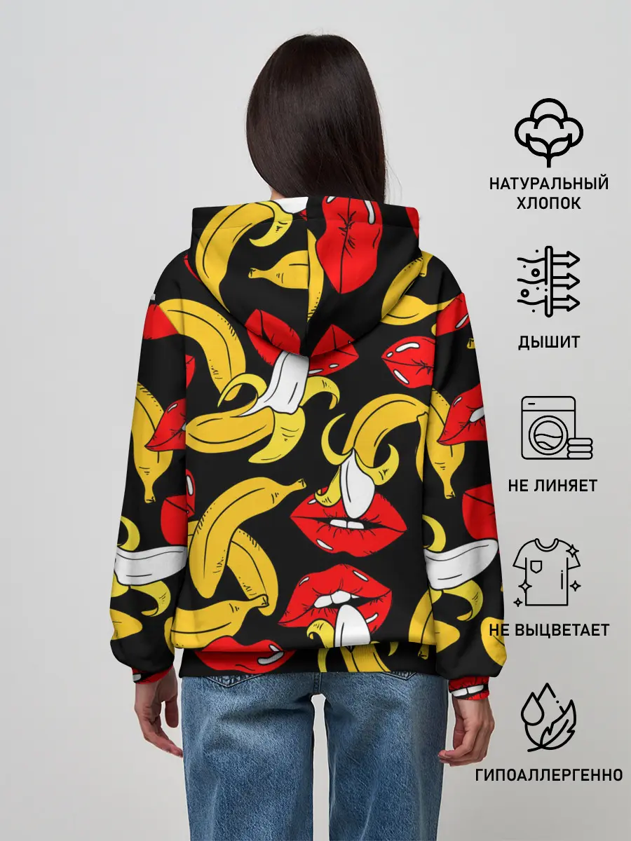 Женское худи / Губы и бананы