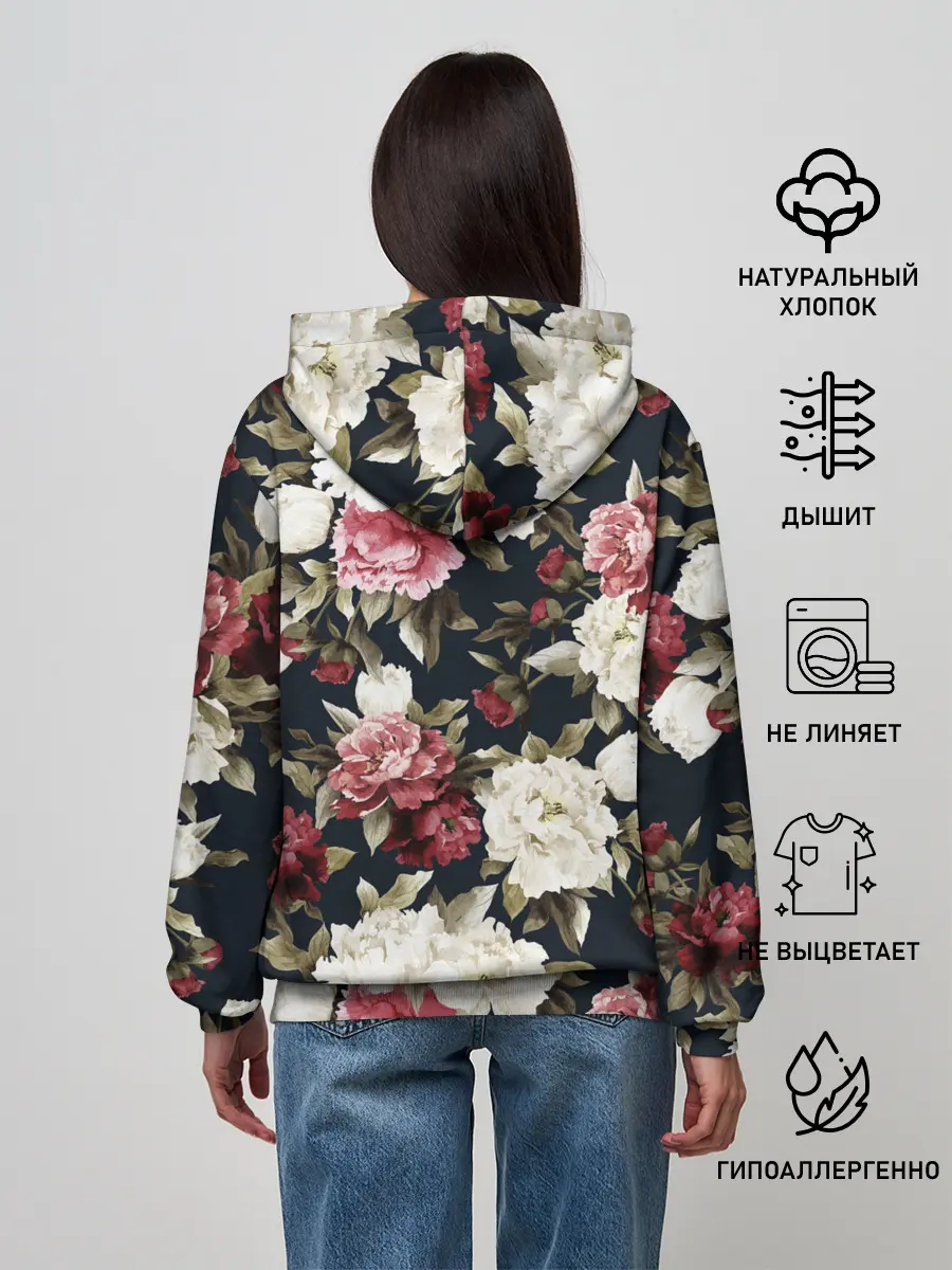 Женское худи / Акварель, розы