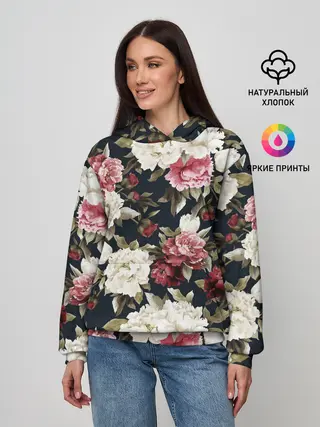 Женское худи / Акварель, розы