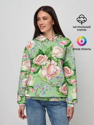 Женское худи / Розы и васильки