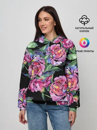 Женское худи / Розовые пионы