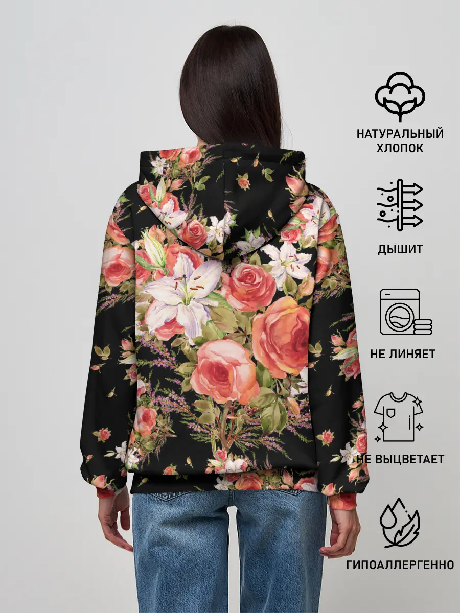 Женское худи / Лилии и розы