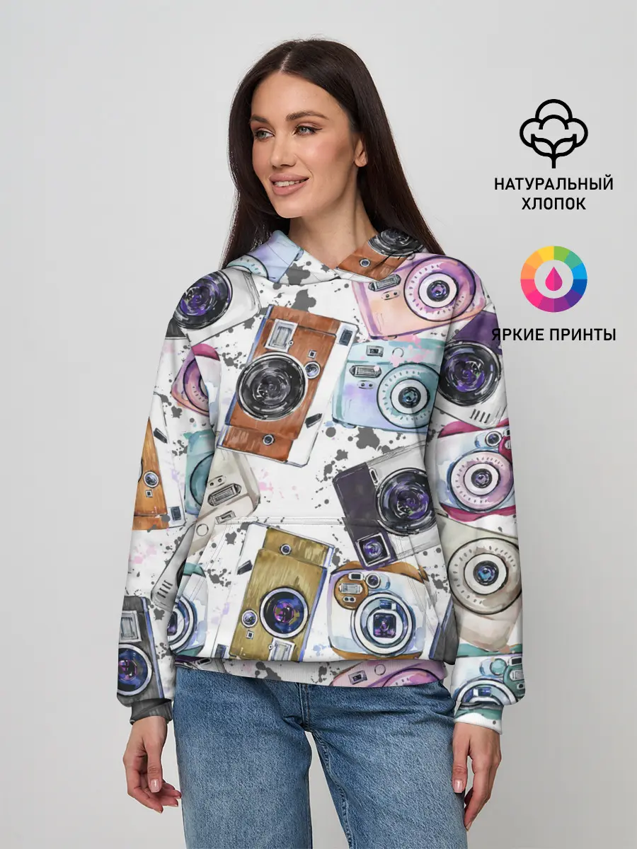 Женское худи / Старинные фотоаппараты