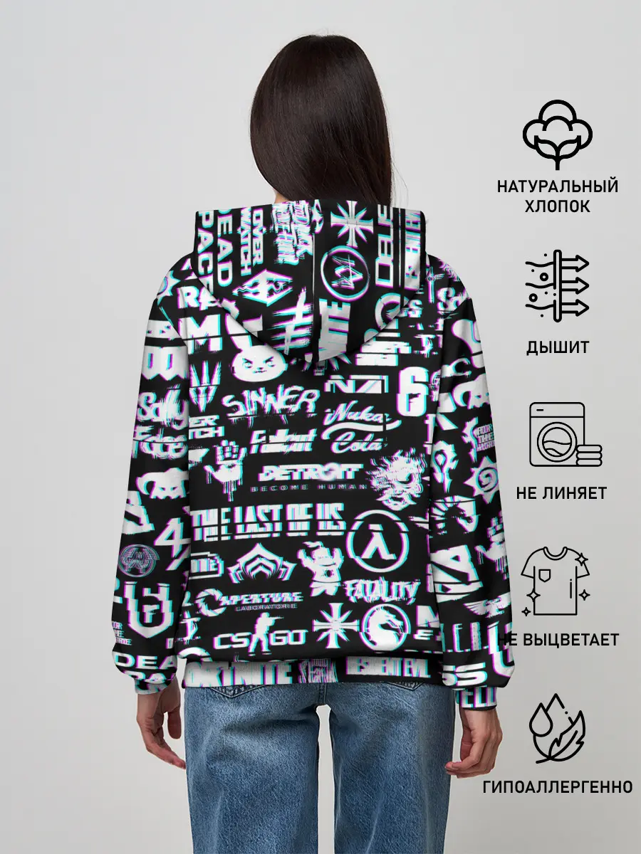 Женское худи / ЛОГОТИПЫ ИГР GLITCH | ГЛИТЧ