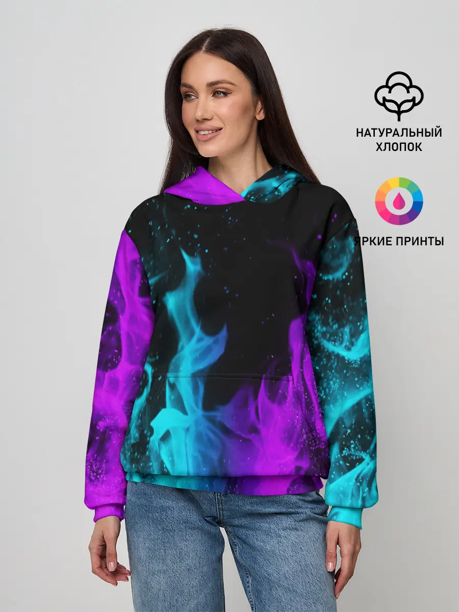 Женское худи / ПЛАМЯ | НЕОНОВЫЙ ОГОНЬ