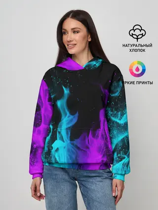 Женское худи / ПЛАМЯ | НЕОНОВЫЙ ОГОНЬ