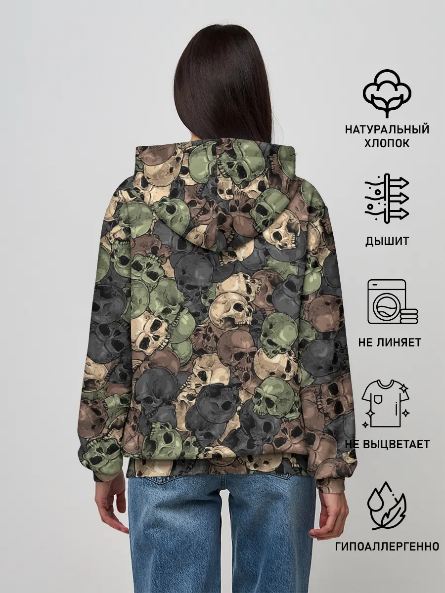 Женское худи / Камуфляж с черепами