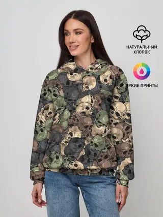 Женское худи / Камуфляж с черепами