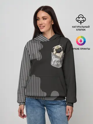 Женское худи / Мопс в кармане