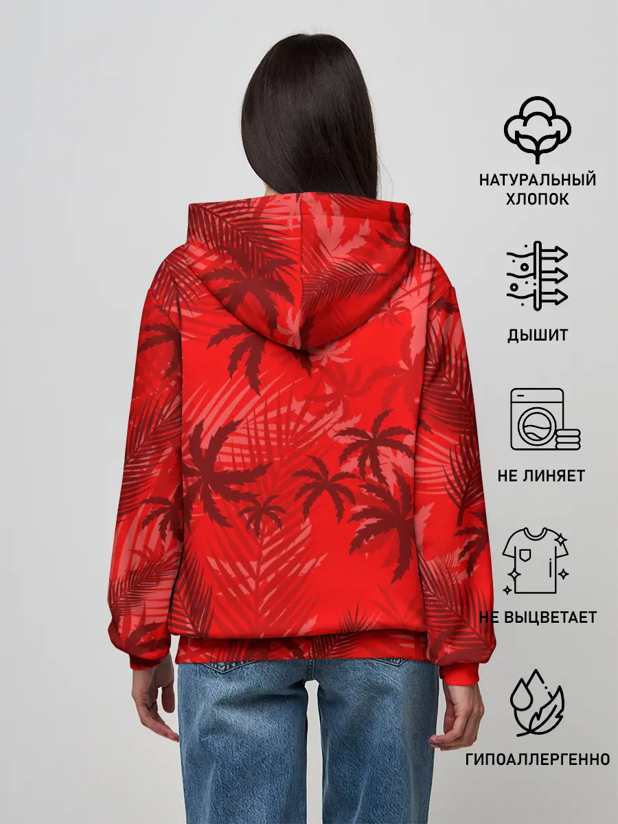Женское худи / ПАЛЬМЫ / ТРОПИКИ / ЛЕТО