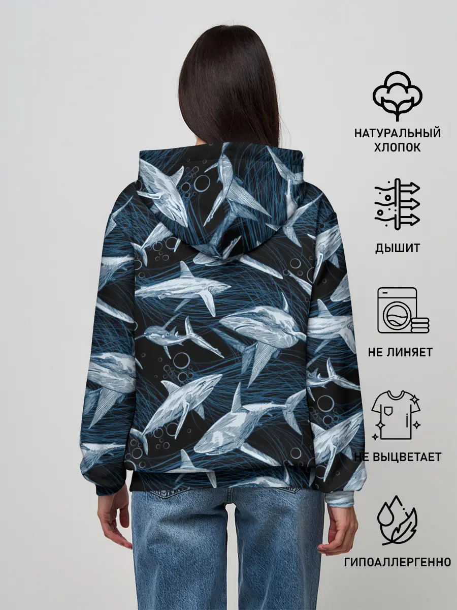 Женское худи / Акулы