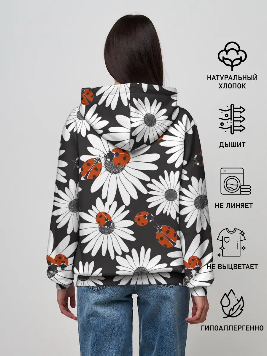 Женское худи / Божьи коровки на ромашках