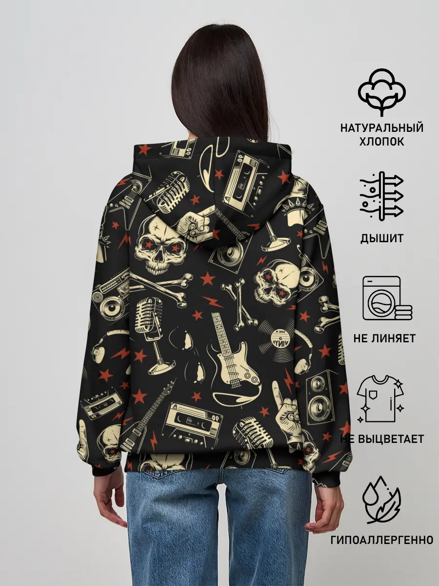 Женское худи / Гранж с черепами