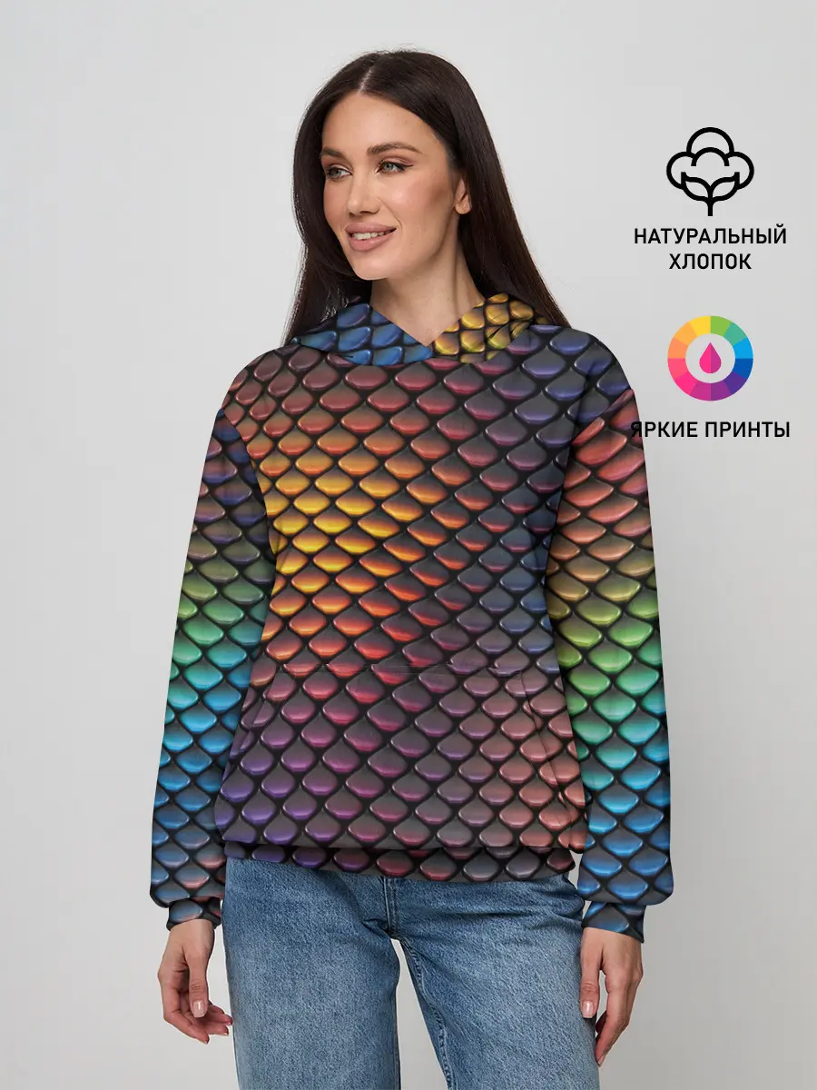 Женское худи / Радужная чешуя