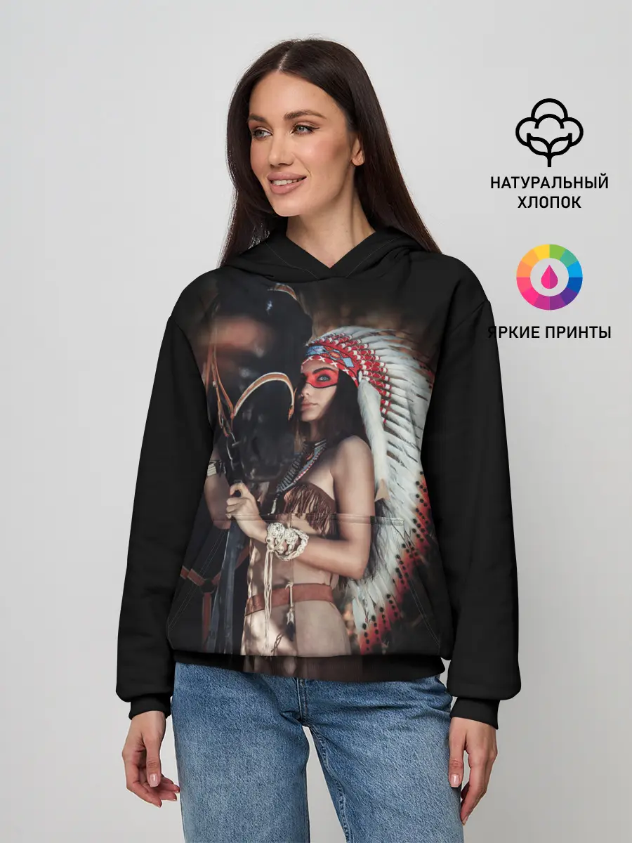 Женское худи / Девушка с лошадью