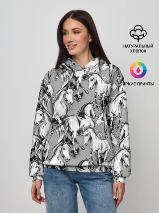 Женское худи / Белые лошади