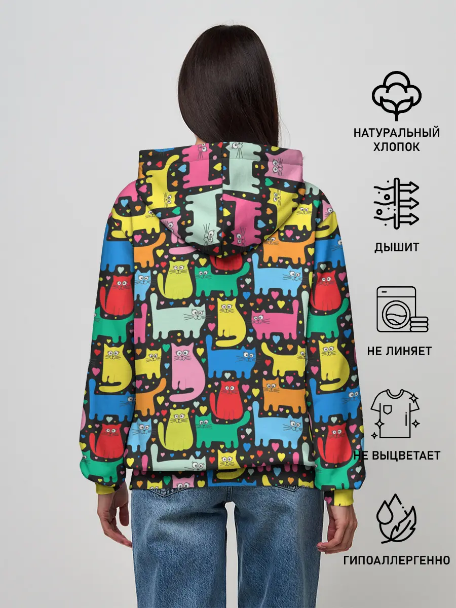 Женское худи / Разноцветные котики