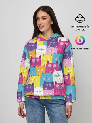 Женское худи / Разноцветные котики