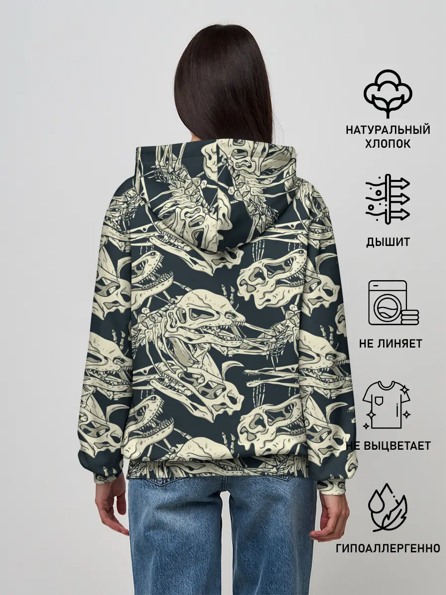 Женское худи / Черепа динозавров