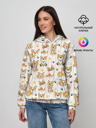 Женское худи / Вельш корги пемброк