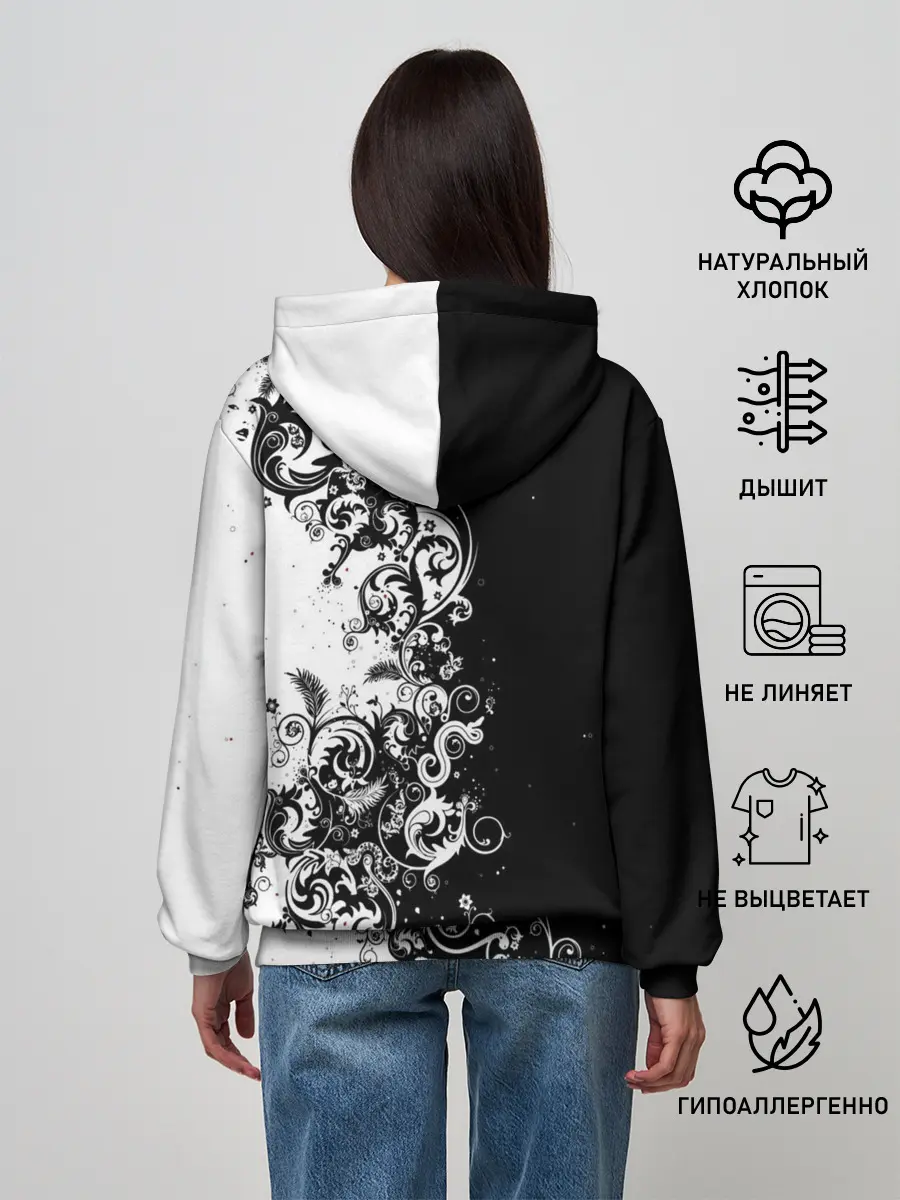 Женское худи / Черно-белый узор.