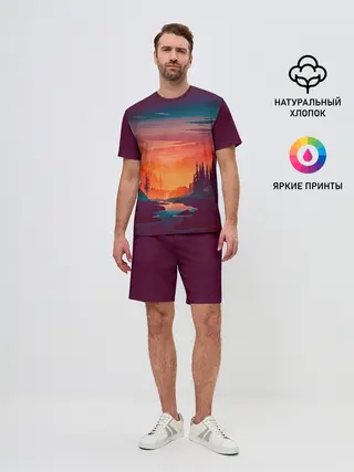 Мужской костюм с шортами / Minimal forest sunset