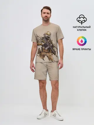 Мужской костюм с шортами / Военный