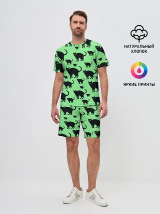 Мужской костюм с шортами / Кошки черные
