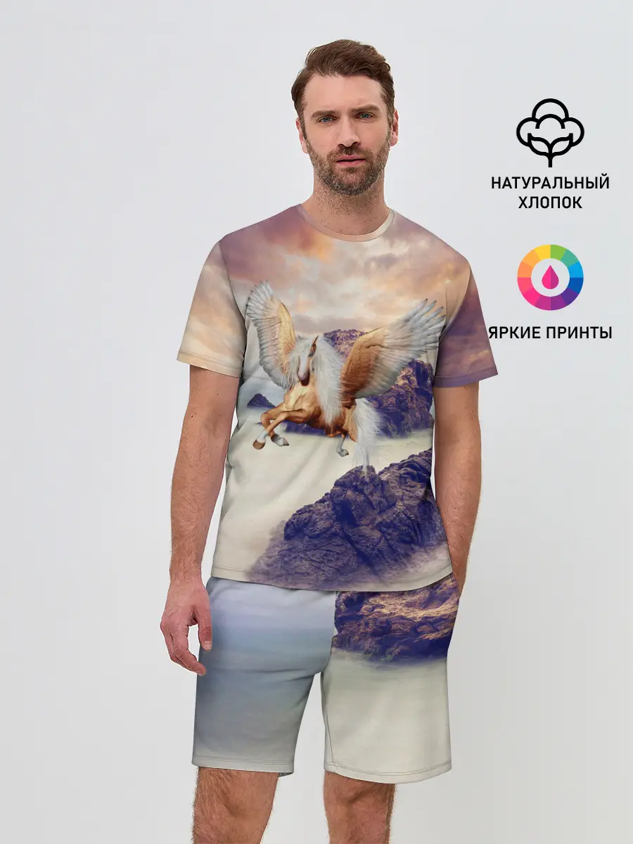 Мужской костюм с шортами / Sea Sunset Horse