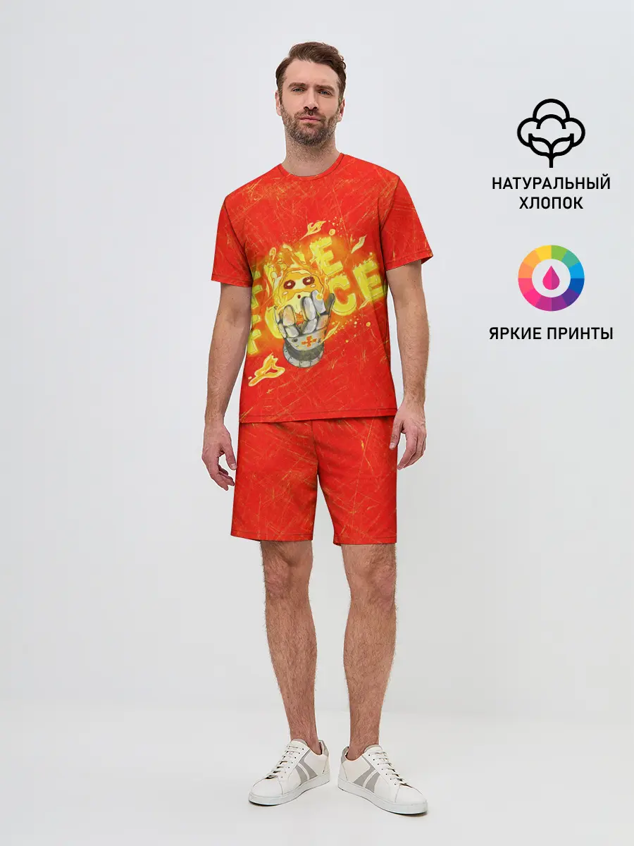 Мужской костюм с шортами / пламенная бригада пожарных красный фон