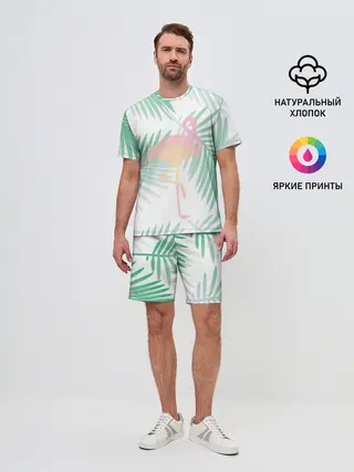 Мужской костюм с шортами / Фламинго в джунглях