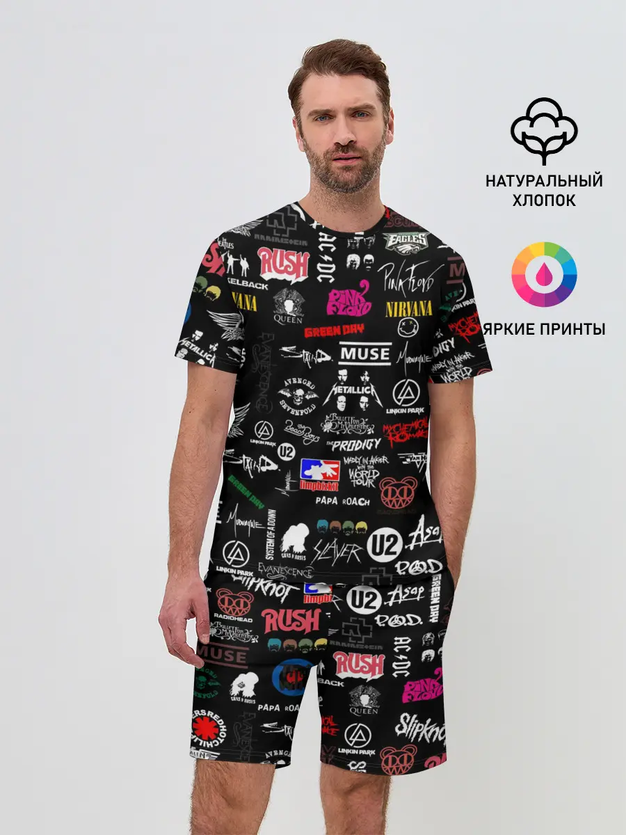 Мужской костюм с шортами / ЛОГОТИПЫ РОК ГРУПП | PATTERN