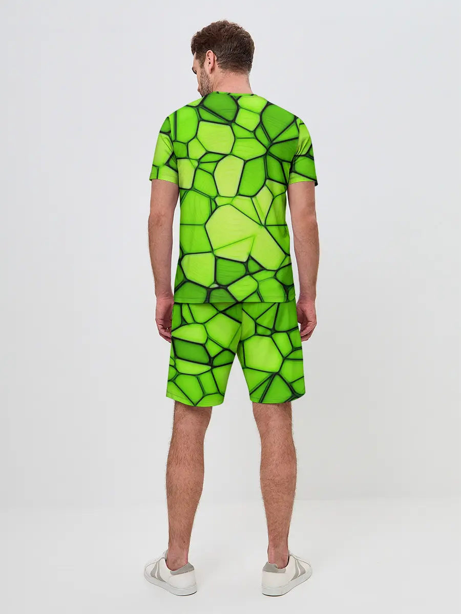 Мужской костюм с шортами / Зеленая мозаика