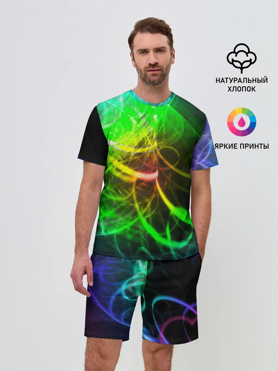 Мужской костюм с шортами / ЗЕЛЕНЫЙ НЕОН