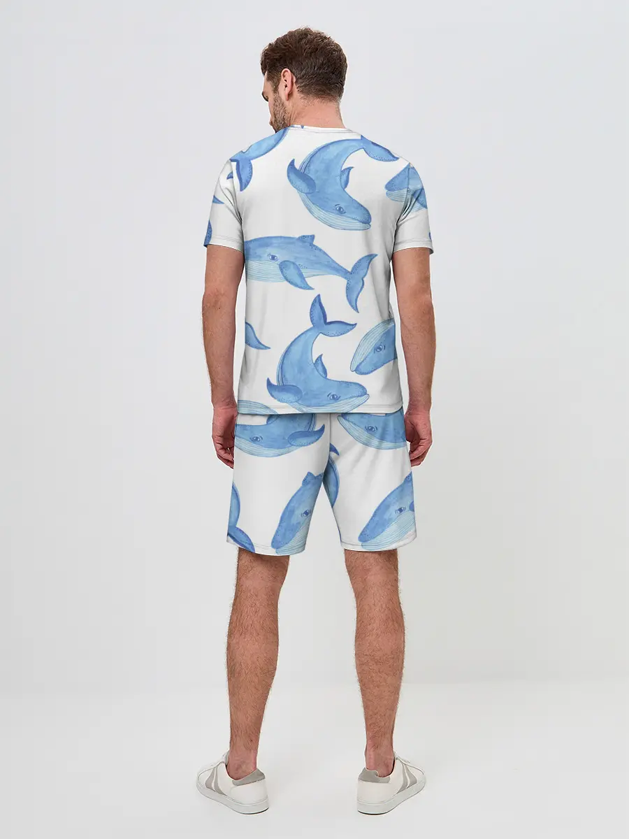 Мужской костюм с шортами / Косяк китов