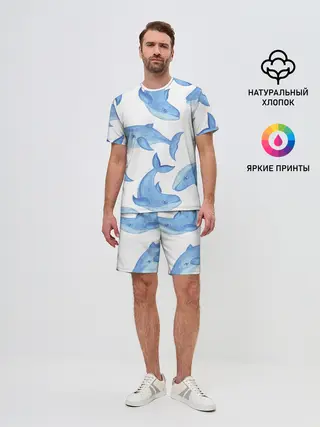Мужской костюм с шортами / Косяк китов