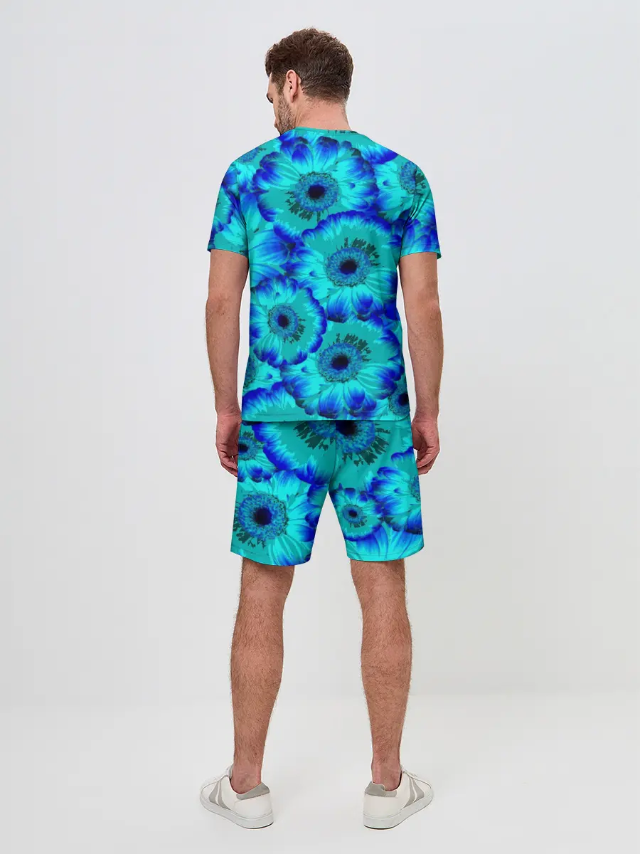 Мужской костюм с шортами / Голубые хризантемы