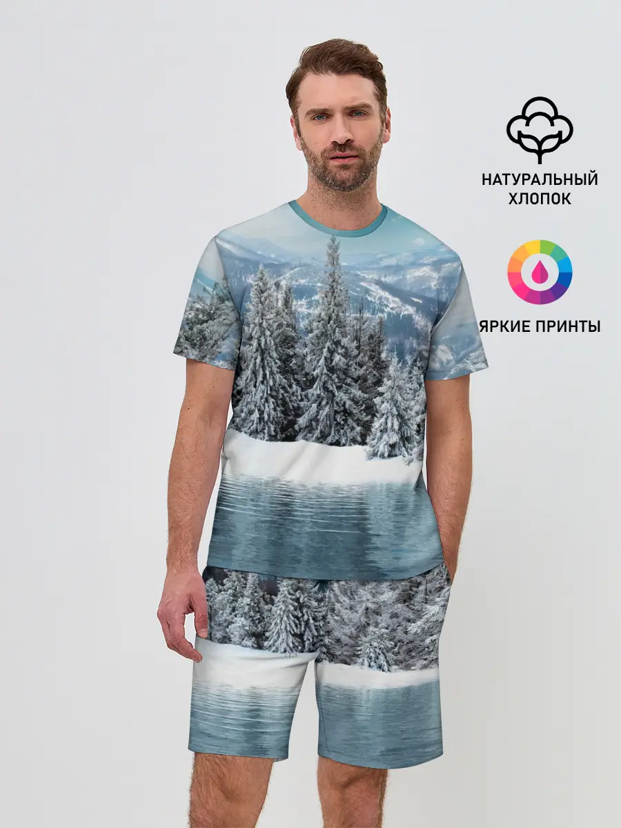 Мужской костюм с шортами / Зимний лес