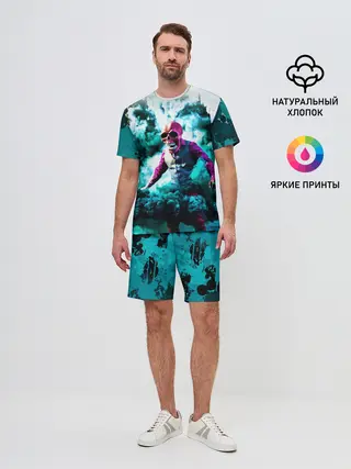 Мужской костюм с шортами / Череп в дыму