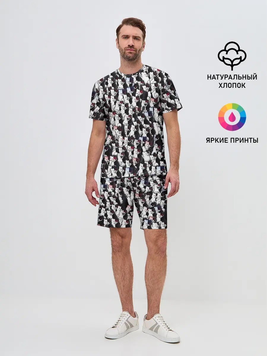 Мужской костюм с шортами / Черно-белые медведи