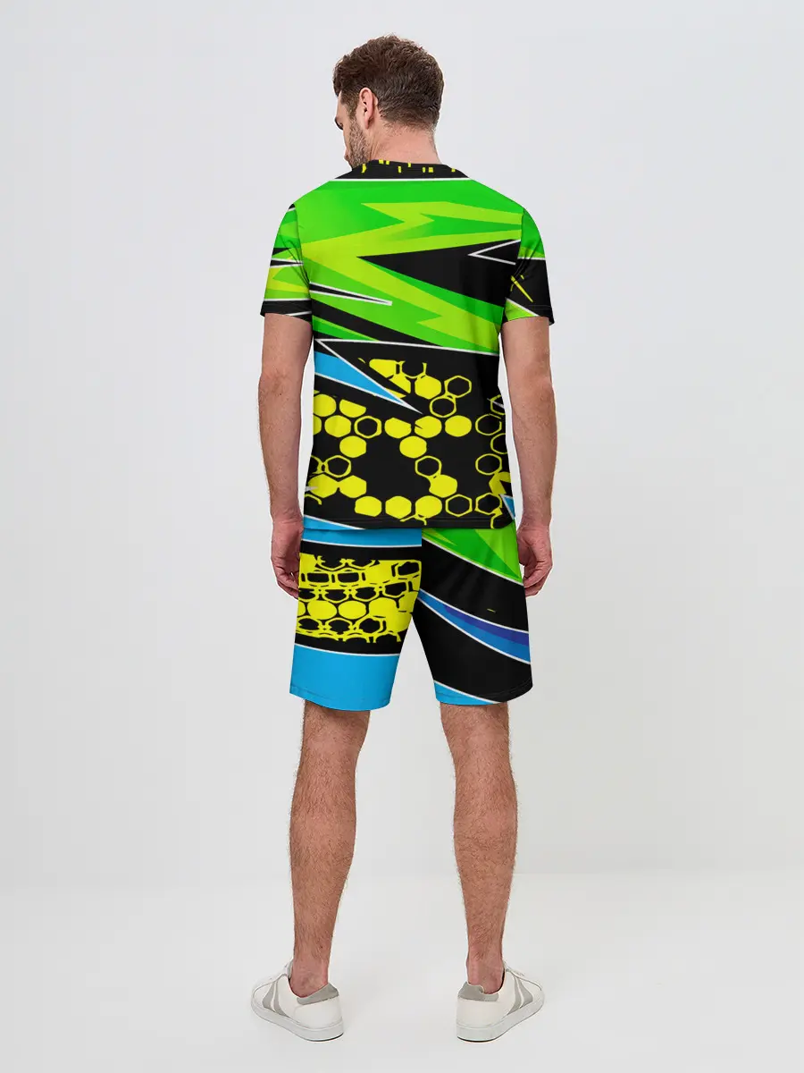 Мужской костюм с шортами / Light green urban marble