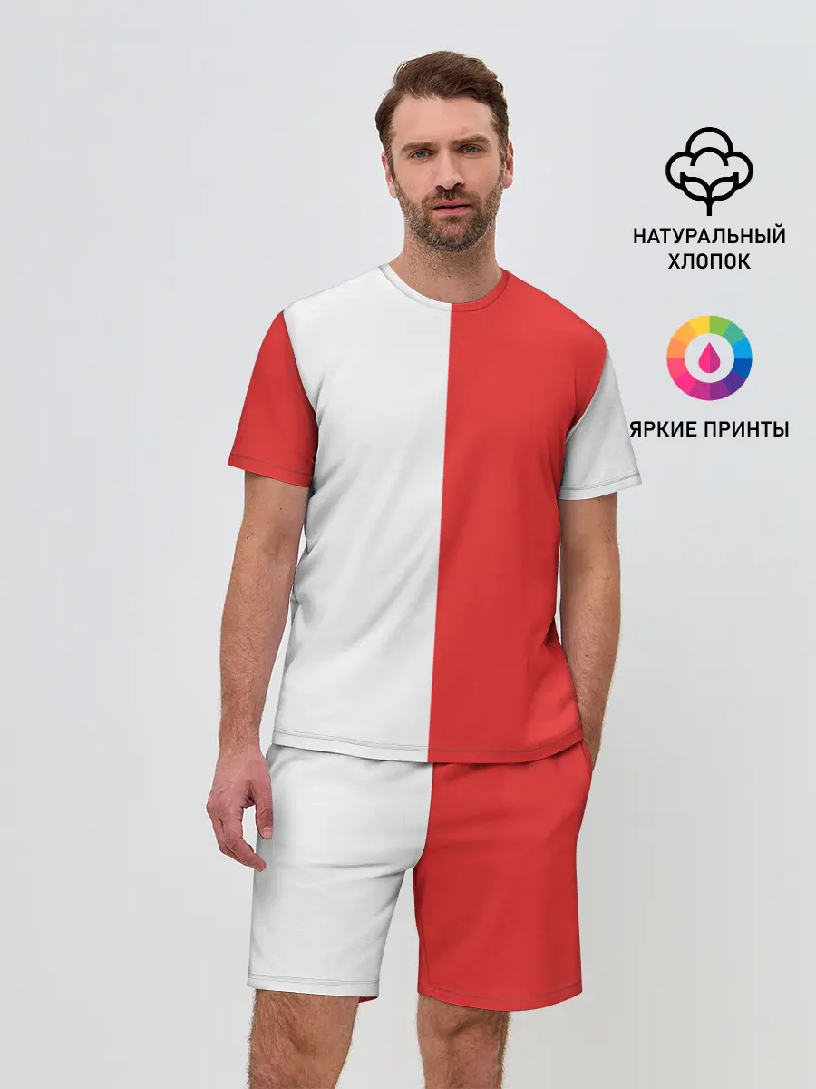Мужской костюм с шортами / Красно-белая форма