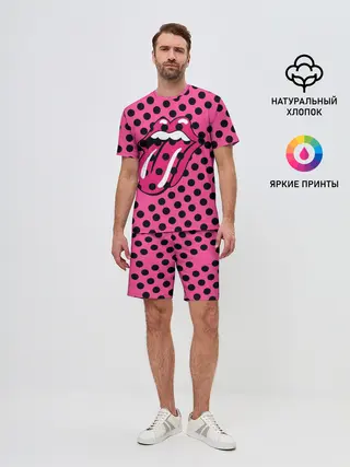 Мужской костюм с шортами / rolling stones pink logo
