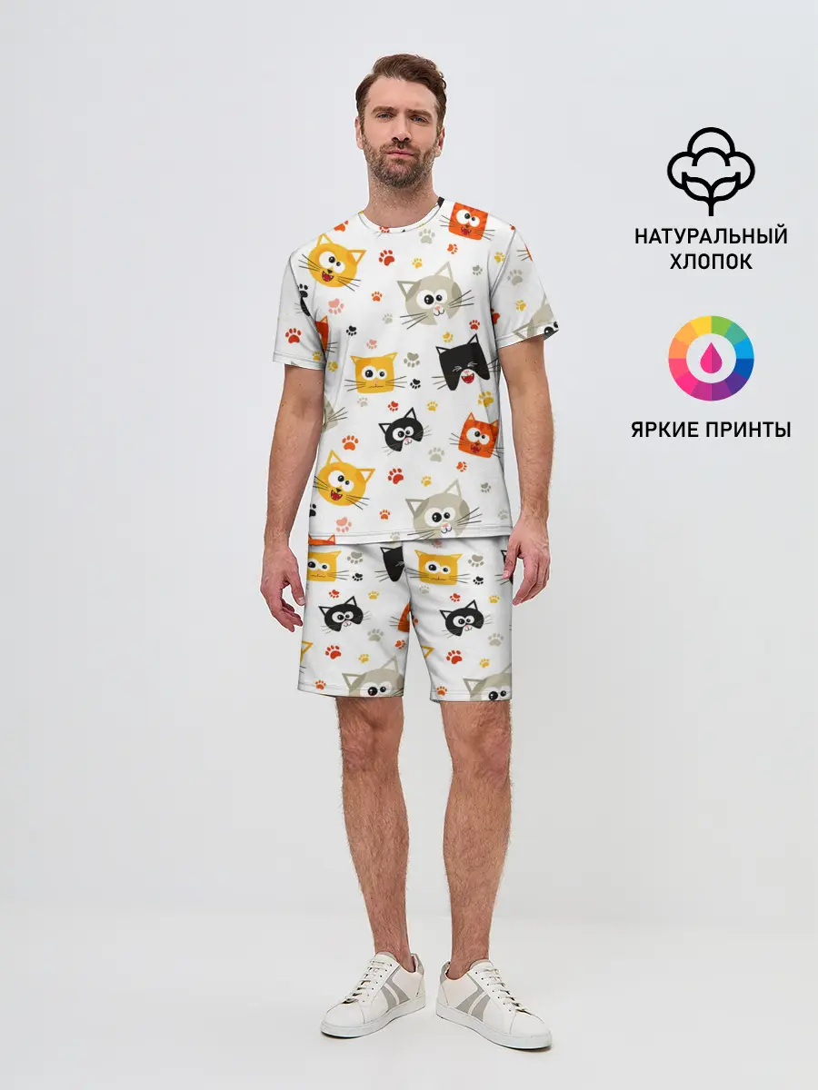 Мужской костюм с шортами / Котики с лапками