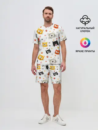 Мужской костюм с шортами / Котики с лапками