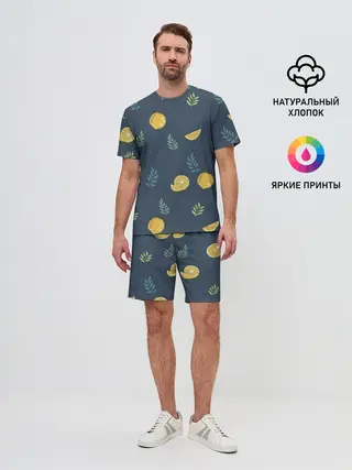 Мужской костюм с шортами / Лимонный узор