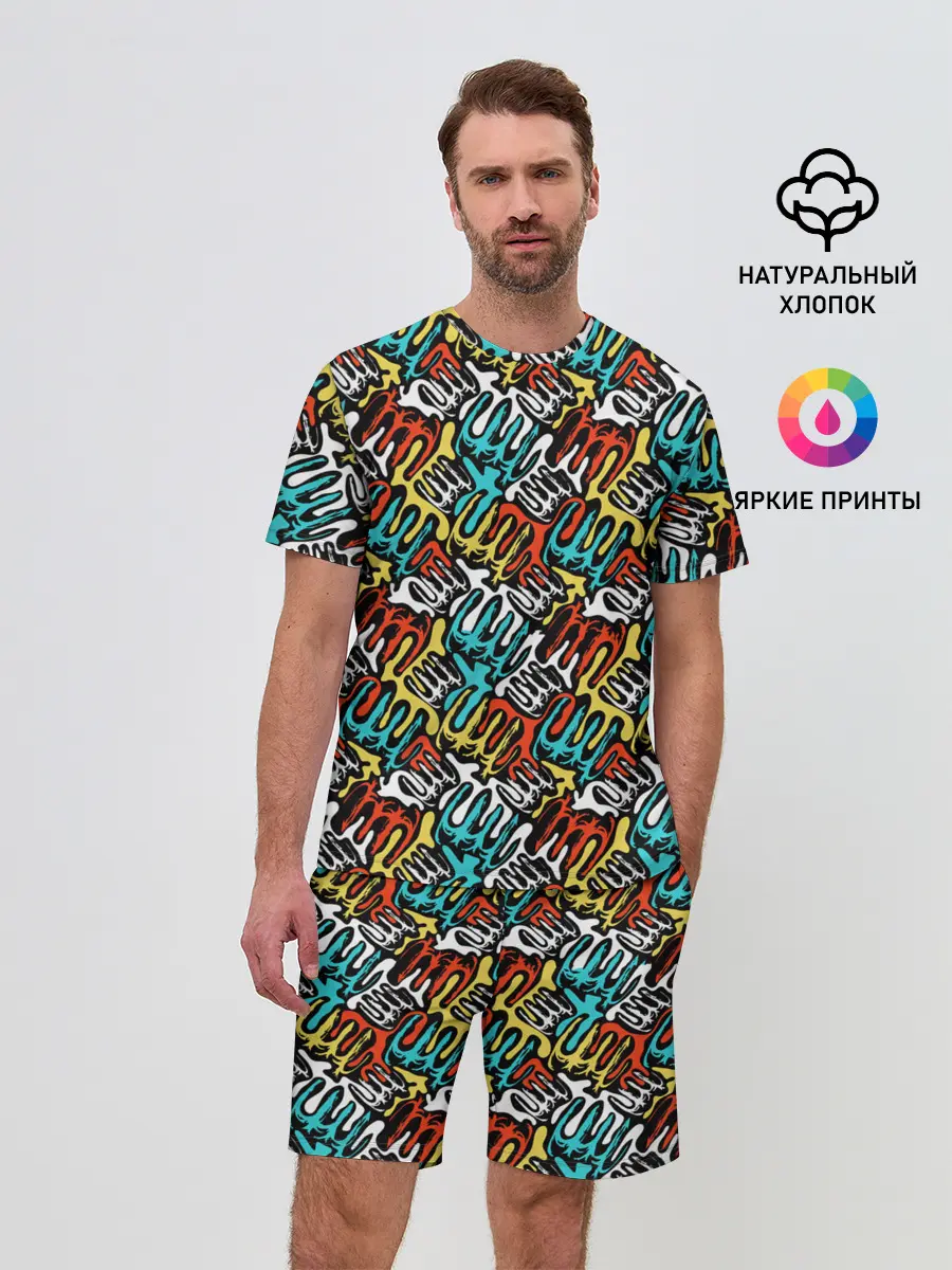 Мужской костюм с шортами / граффити