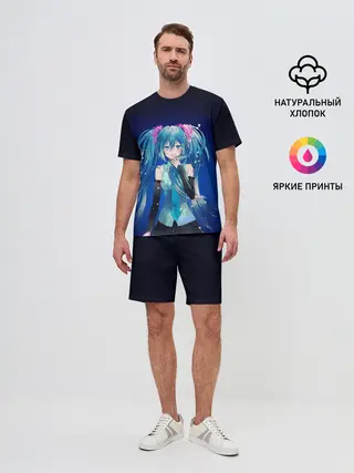 Мужской костюм с шортами / Hatsune Miku на черном фоне